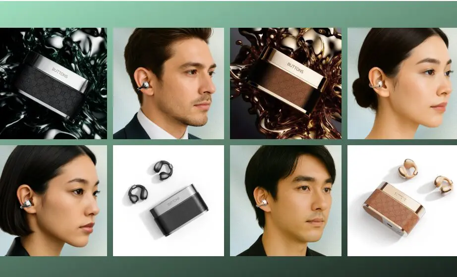 AI技術搭載のラグジュアリーなイヤーカフ型オープンイヤー「BUTTONS