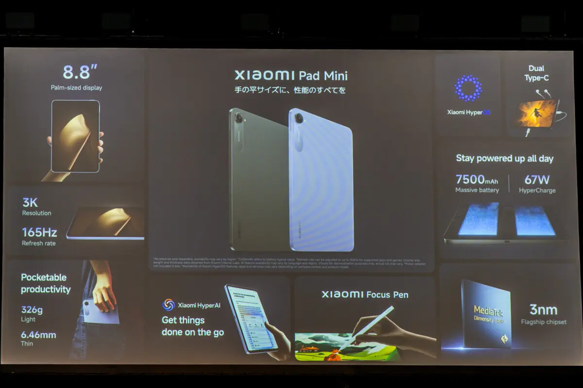 8.8インチの小型ハイエンドタブレット「Xiaomi Pad Mini」発売 | Dream